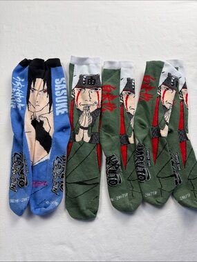 Everything Legwear Naruto Shippuden Sasuke‎ & Jiraiya Crew Socks Lot